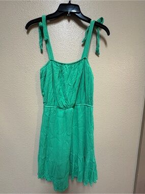 Green Tie-Shoulder Mini Dress